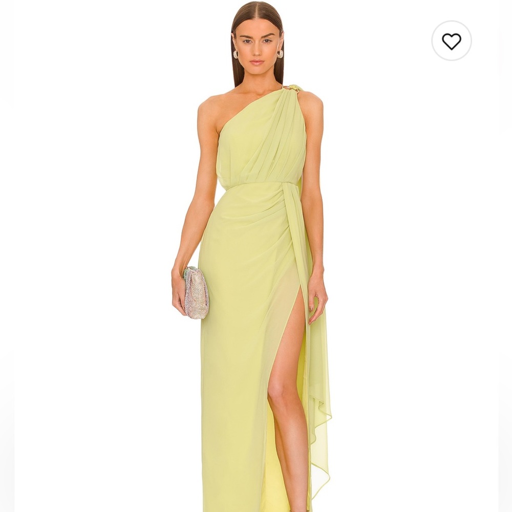 Michael Costello Robert Gown in Citron Green